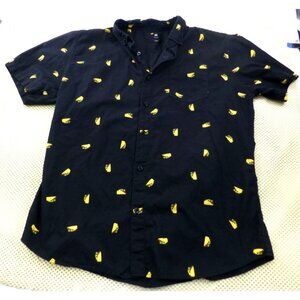 Visive All Over Taco Print Graphics Short Sleeve Button Shirt Mens Large Novelty